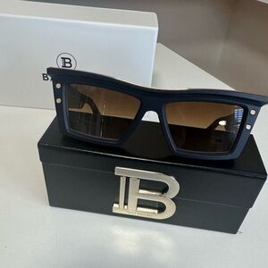 SOLD Balmain Black Rectangular Sunglasses Bold Frame